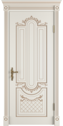 Дверь межкомнатная крашенная эмалью ALEXANDRIA Белая с патиной золото